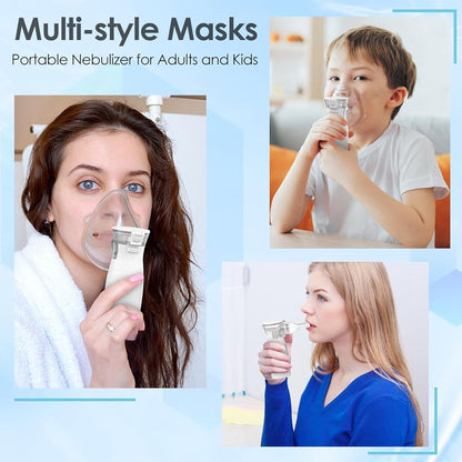 Portable Mesh Nebulizer USB & Battery Operated | Mini Nebulizer With Mask | Personal Inhaler for Efficient Respiratory Care