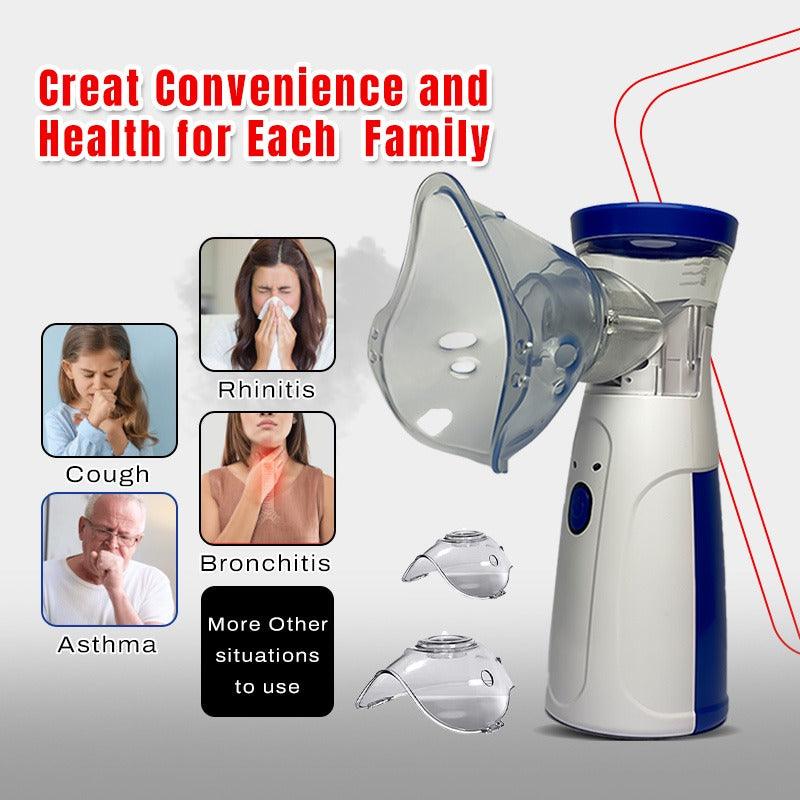 Portable Mesh Nebulizer USB & Battery Operated | Mini Nebulizer With Mask | Personal Inhaler for Efficient Respiratory Care